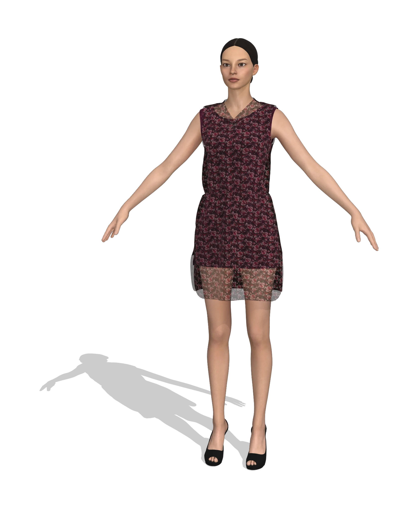 KDscion p194 sleeveless translucent shift dress - dual layer